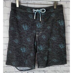 JOHNNIE-O Mens' Gray Blue Floral Board Shorts Size Medium